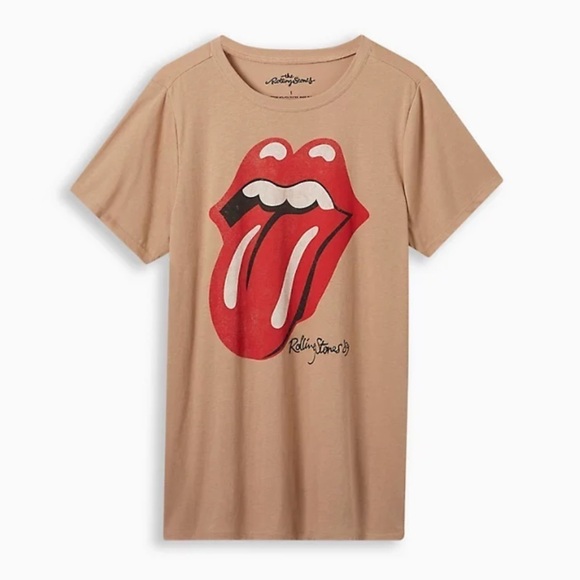NWT Torrid Classic Crew Tee - Cotton Rolling Stones Taupe - Picture 1 of 7